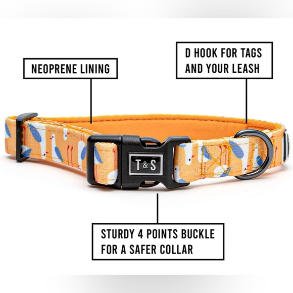 NEW Tella & Stella Soft & Strong Resistant Nylon Dog Collar, Seagull Party sz L - Picture 3 of 7